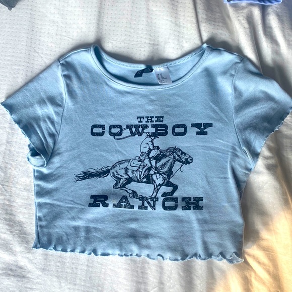 Blue cowboy cropped shirt/ size XS womens - Picture 1 of 1